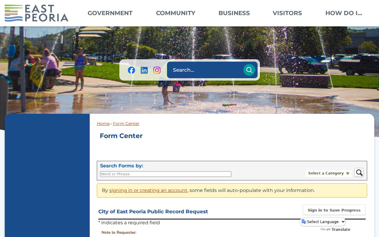 East Peoria residents directory city public record request form