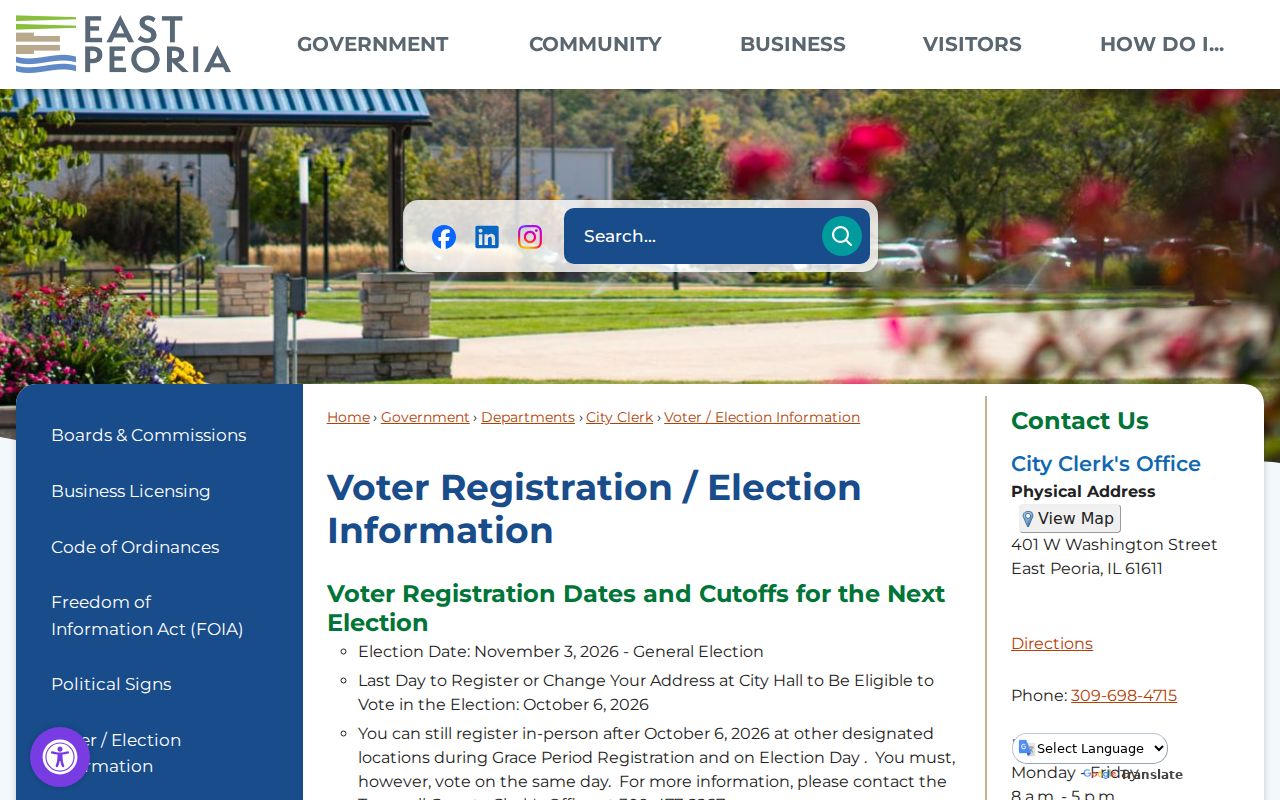 East Peoria official voter and election information page